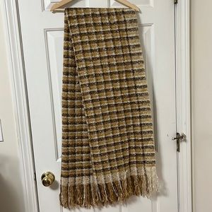 Large beige and brown checkered scarf